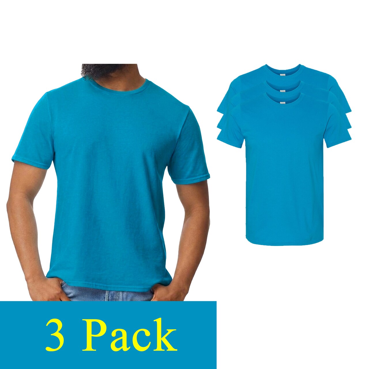 Gildan Softstyle Short Sleeve T-Shirt, Sapphire Color Men's Blank Tee for Custom Printing & Design
